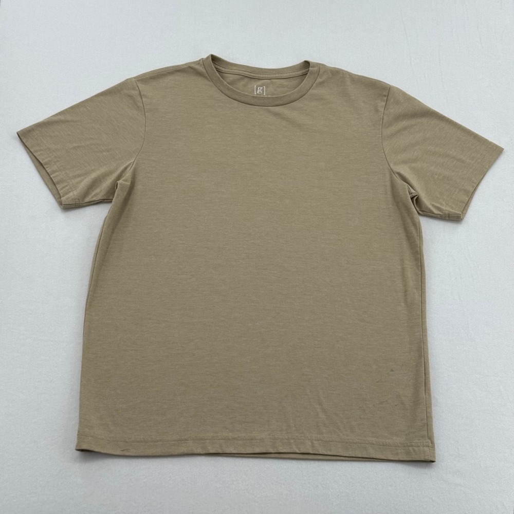 George Mens Short Sleeve Crewneck Heathered Tee‎ Tan Khaki Size M